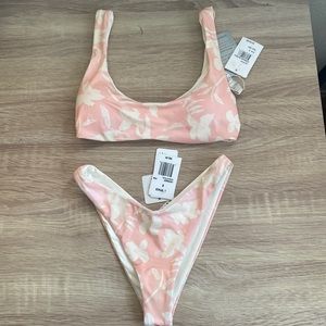 L*Space Reversible Lizzie Top and Cabana Bottoms Paradise Blooms Bikini Pink